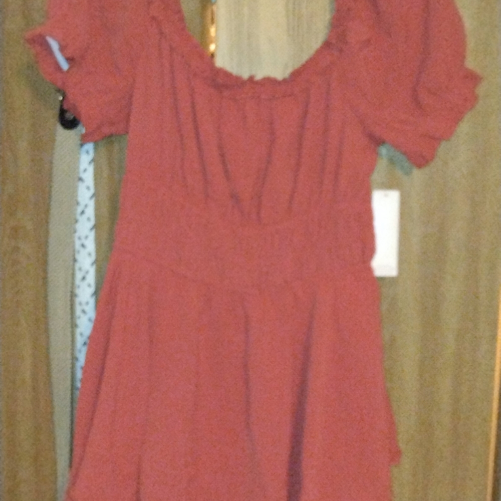 Inspired Hearts Red Puff Sleeve Mini Dress - Lrg